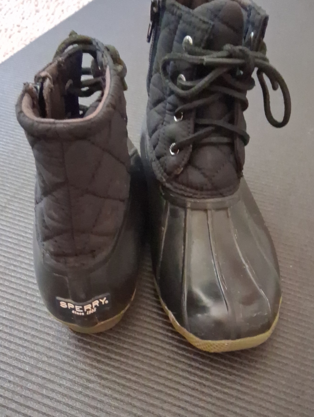 Sperry Kids Black Quilted Waterproof Duck Boots